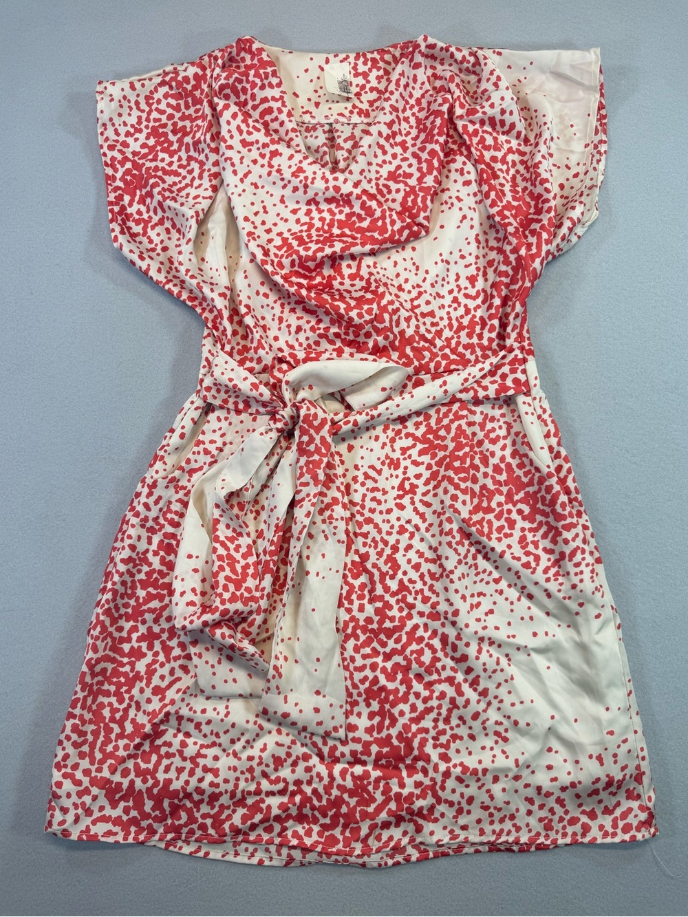 Francescas’s Red And Cream Speckle Tie-Waist Dress Small
